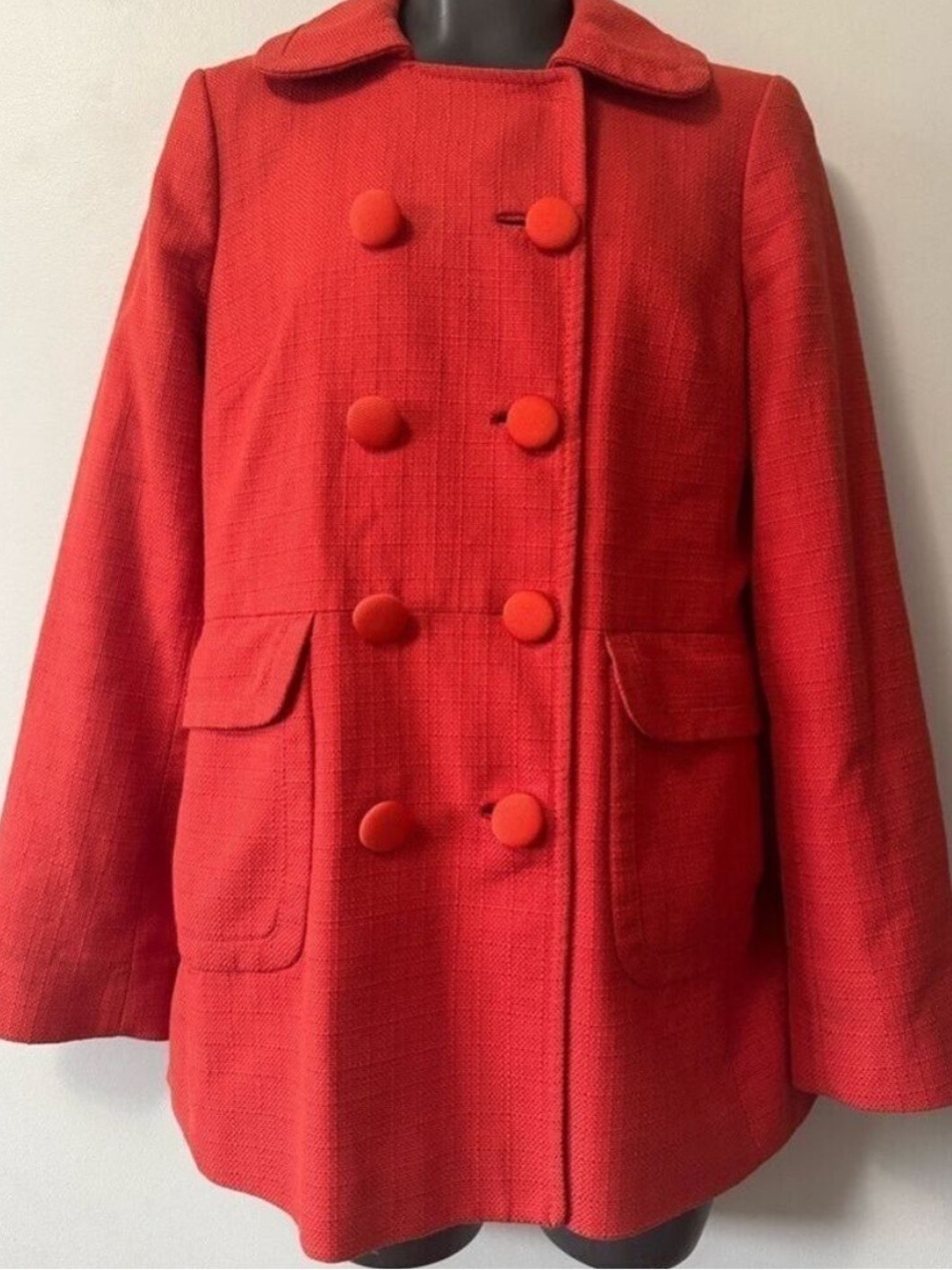 Banana Republic Red Blazer Coat Double-Breasted Jacket XS